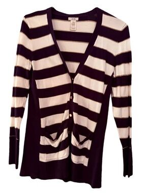 NWOT Cache Blue and White Striped Cardigan